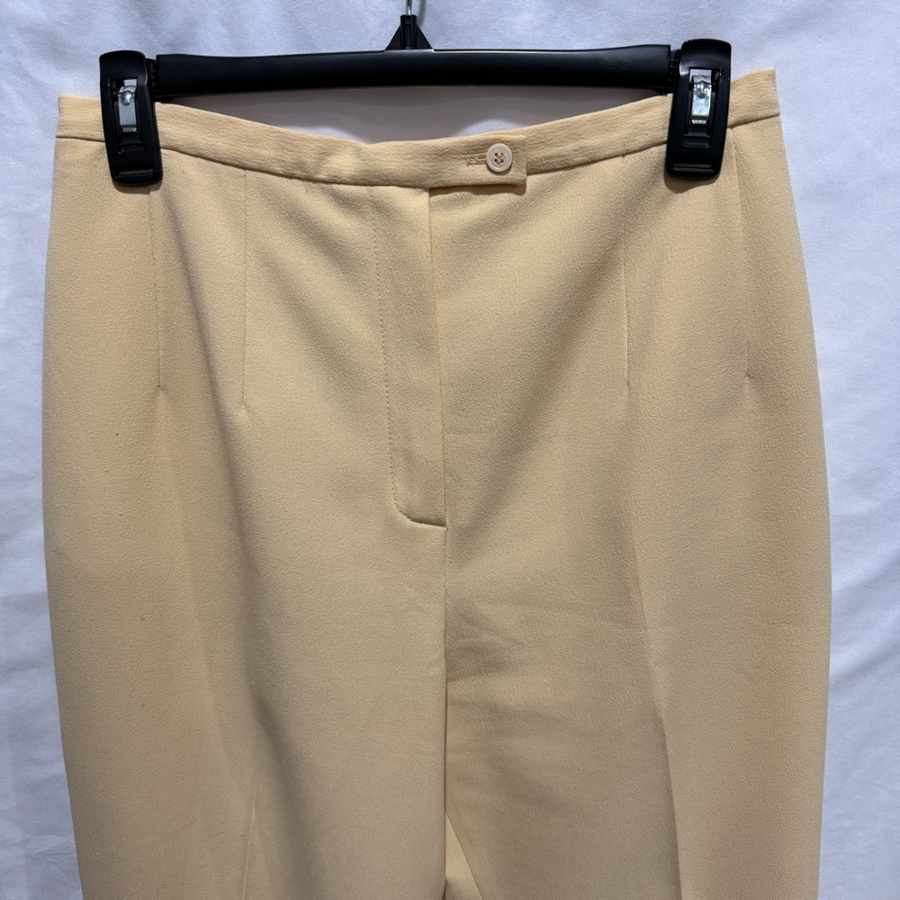 Harvé Benard Petites 8P Pale Yellow Lined Trousers High Waist  Career Pant - Picture 4 of 16